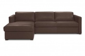 Rozkladacia sedačka na každodenné spanie STEEL XXL | rohová verzia s úložným priestorom | pravá koža hnedá | lôžko s matracom 160x200cm | 074 - Sofabed