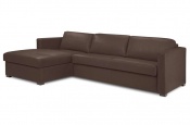 Rozkladacia sedačka na každodenné spanie STEEL XXL | rohová verzia s úložným priestorom | pravá koža hnedá | lôžko s matracom 160x200cm | 075 - Sofabed