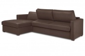 Rozkladacia sedačka na každodenné spanie STEEL XXL | rohová verzia s úložným priestorom | pravá koža hnedá | lôžko s matracom 160x200cm | 076 - Sofabed