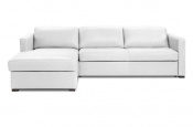 Rozkladacia sedačka na každodenné spanie STEEL XXL | rohová verzia s úložným priestorom | pravá koža biela | lôžko s matracom 160x200cm | 078 - Sofabed