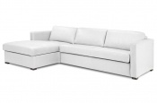 Rozkladacia sedačka na každodenné spanie STEEL XXL | rohová verzia s úložným priestorom | pravá koža biela | lôžko s matracom 160x200cm | 079 - Sofabed