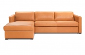 Rozkladacia sedačka na každodenné spanie STEEL XXL | rohová verzia s úložným priestorom | pravá koža natural | lôžko s matracom 160x200cm | 086 - Sofabed