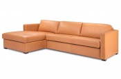 Rozkladacia sedačka na každodenné spanie STEEL XXL | rohová verzia s úložným priestorom | pravá koža natural | lôžko s matracom 160x200cm | 087 - Sofabed